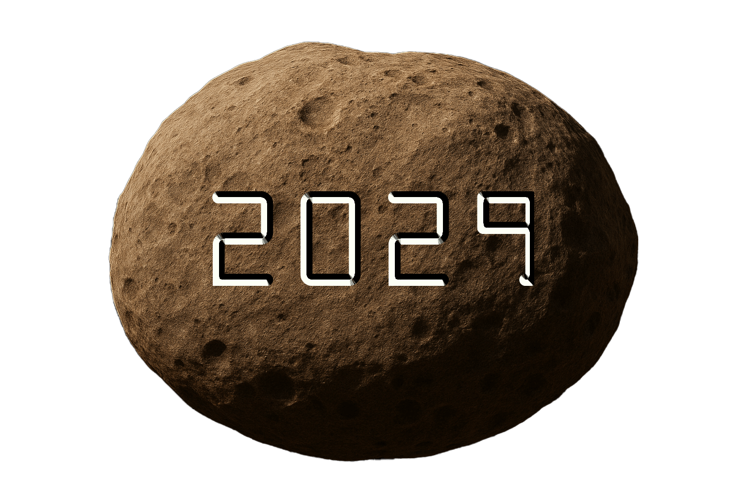 photo d'un astéroïde avec la date 2029