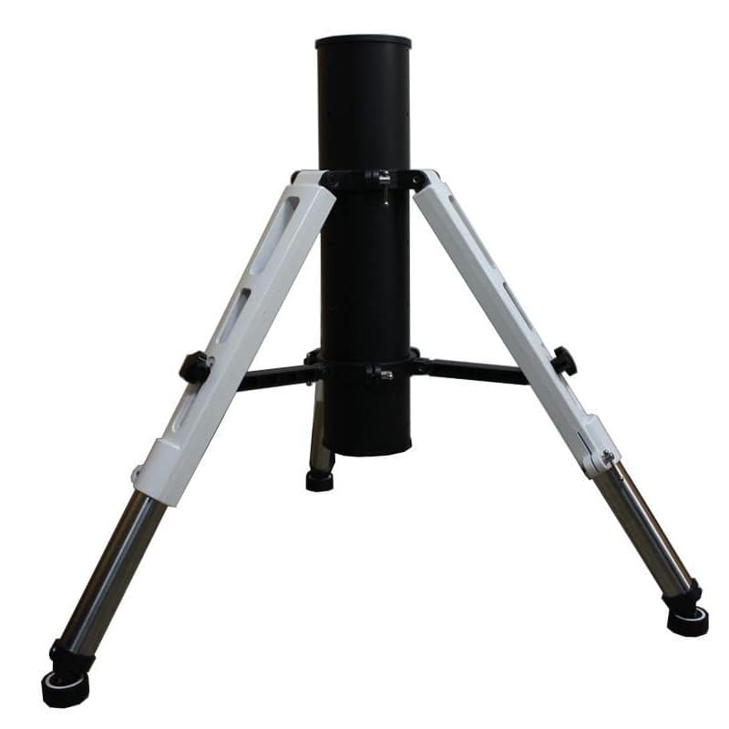 "Trépied lourd iOptron avec pilier central noir et jambes télescopiques argentées pour monture astronomique